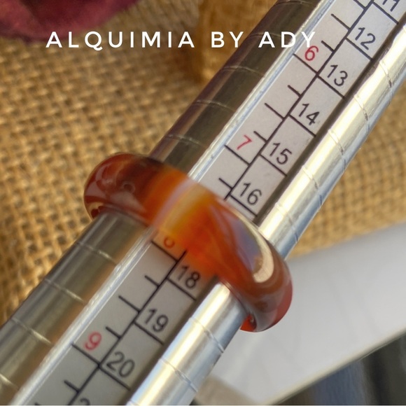 COPY - Alquimia carved carnelian ring gem band - Picture 2 of 3